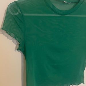 Green Mesh Shirt with Frilly Sleeves